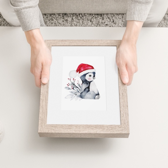 Wall Art Watercolor Christmas Penguin Illustration Print Poster Card Unframed - Picture 6 of 7